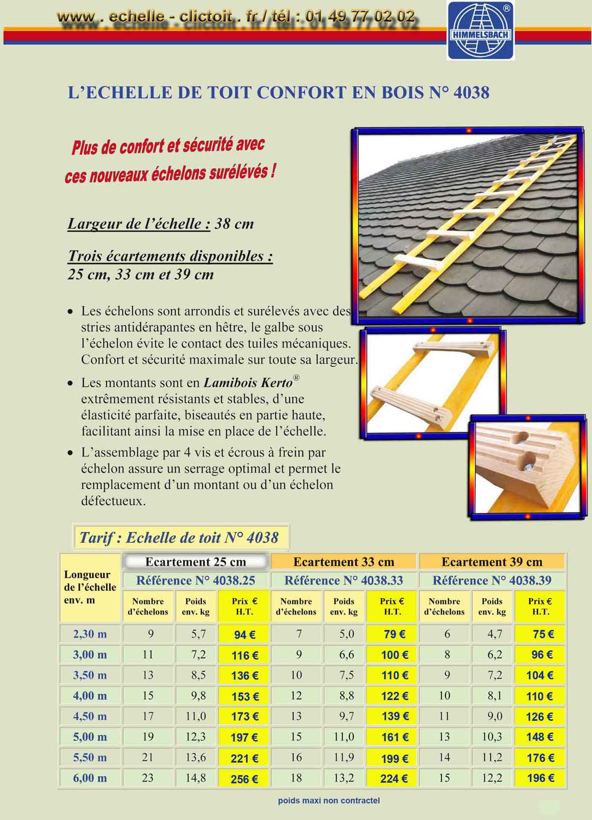 page 10 d' echelle-de-toit.com dans le catalogue des vraies échelles de toit  à crochets et en aluminium